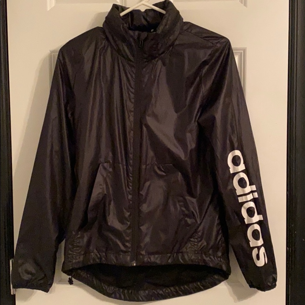 black adidas zip-up jacket ッ